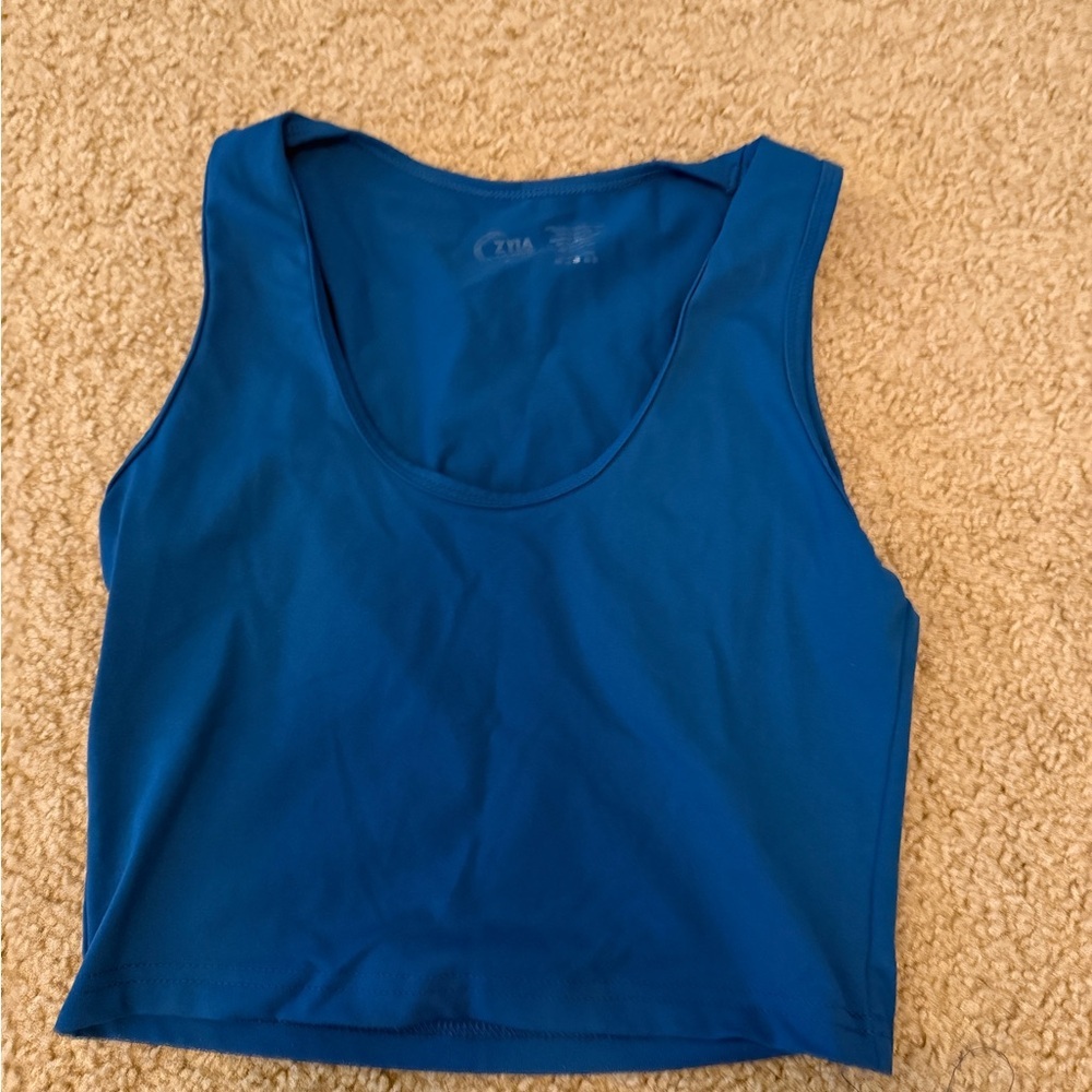 ZYIA Blue Sleeveless Crop Tank